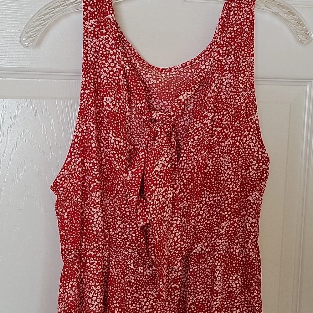 Red and white ditsy print dress - Picture 3 of 6